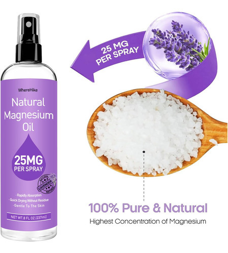 Spray De Óleo De Magnésio Natural Para Pés Tamanho 8 Onças ( - Imagem 2