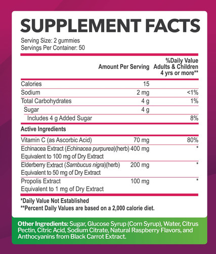Suplemento Just Nutrients Elderberry Sambucus Gummies 100ct - Imagem 5