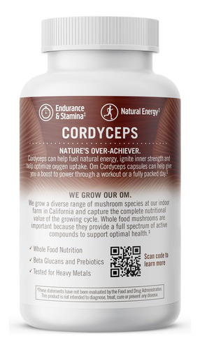 Om Mushroom Superfood Cordyceps Mushroom Capsules Suplemento - Imagem 9