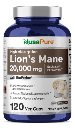 Suplemento De Extrato De Crina De Leão Nusapure 20.000 Mg 12