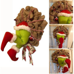 Grinalda De Serapilheira De Natal Com Pernas Grinch Decoraçã
