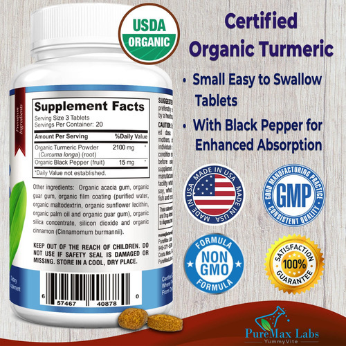 Yummyvite Cúrcuma Orgânica - 2100 Mg Curcumina De Cúrcuma Or - Imagem 2