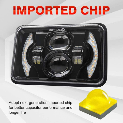 Farol Led 4x6 H4 Alta Baja Drl Turn Sigal 4656 F4000 - Imagem 4