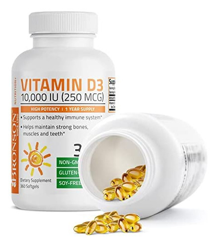 Bronson Vitamina D3 10.000 Ui (250 Mcg) Potência - Suporta S - Imagem 5