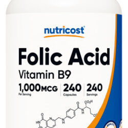 Suplemento Nutricost Ácido Fólico (vitamina B9) 1000mcg 240