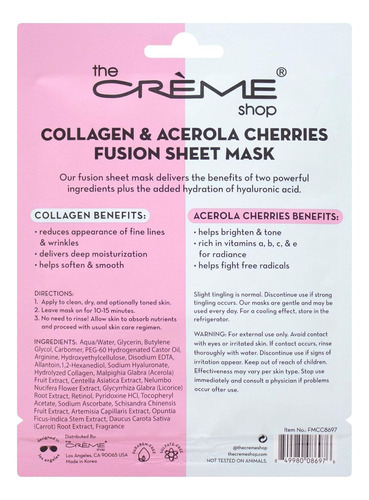 Máscara De Folha De Fusão De Colágeno E Acerola Cereja (paco