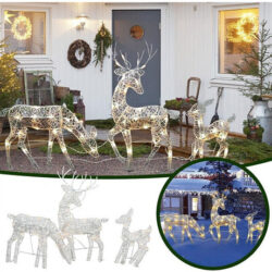 Kit 3 Enfeites De Natal De Renas Led Garden Blinker