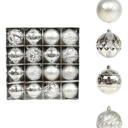 Kit 16 Bolinhas Bola 8cm Árvore De Natal Enfeite Decoração - Imagem 7