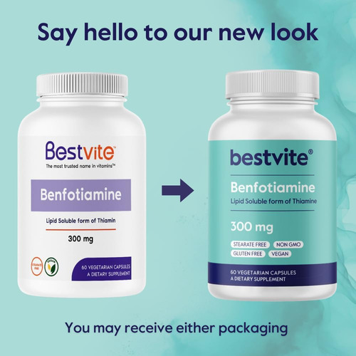 Bestvite Benfotiamina 300mg (60 Cápsulas Vegetarianas) Sem E - Imagem 3