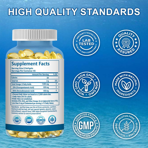 Suplementos De Óleo De Peixe Ômega 3, 1280 Mg De Ácidos Grax - Imagem 7