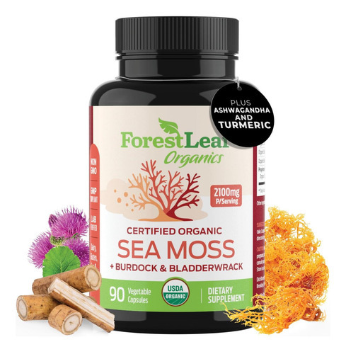 Forestleaf Organic Irish Sea Moss - 2100 Mg Com Bladderwrack