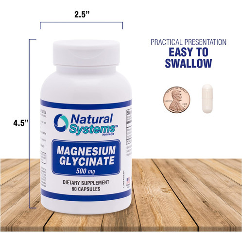 Cápsulas De Glicinato De Magnésio 500 Mg Da Natural Systems. - Imagem 4