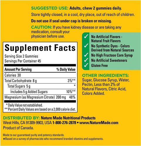 Citrato De Magnésio De Alta Absorção Nature Made 200 Mg Por - Imagem 5