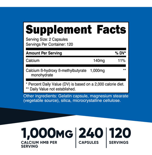 Suplemento Nutricost Hmb (beta-hidroxi Beta-metilbutirato) - Imagem 2