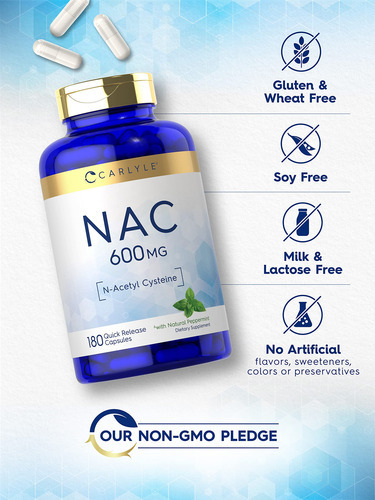 Suplemento Carlyle Nac N-acetilcisteína 600 Mg 180 Cápsulas - Imagem 4