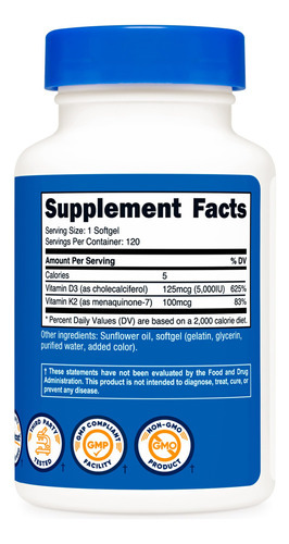 Suplemento Nutricost Vitamina K2 (mk7) 100mcg + Vitamina D3 - Imagem 5