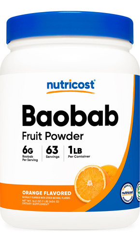 Pó De Fruta De Baobá Nutricost Com Sabor De Laranja 454g Veg