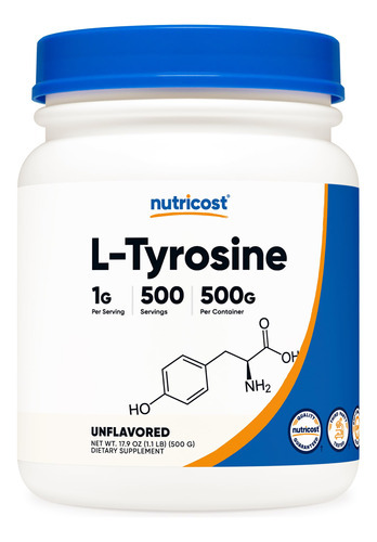 Suplemento Nutricost L-tirosina Em Pó 500g 1000mg/porção