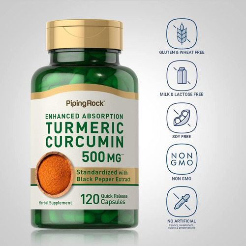 Suplemento De Curcumina E Cúrcuma Piping Rock | 500mg | 120 - Imagem 3