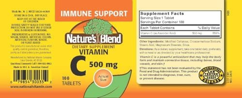 Natures Blend Vitamina C 500 Mg 100 Comprimidos - Imagem 2