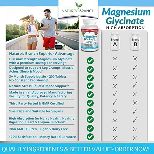 Glicinato De Magnésio 400 Mg - 200 Comprimidos - Absorção, - Imagem 4