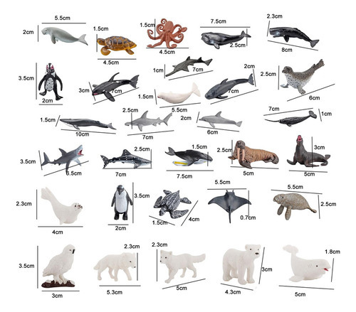 30 Peças Figuras De Animais Do Oceano, Modelo De Animais - Imagem 2