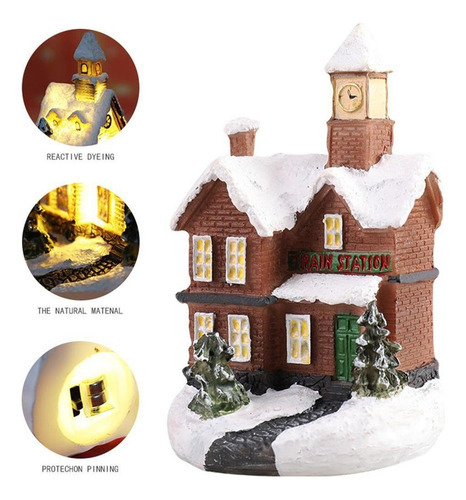 4 Peças Natal Snow House Led Lámpara Enfeites De De Natal - Imagem 4