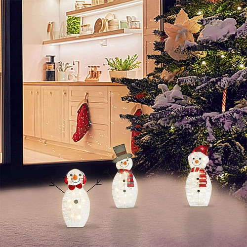 R 6 Peças De Luzes De Jardim De Boneco De Neve De Natal Rena - Imagem 4