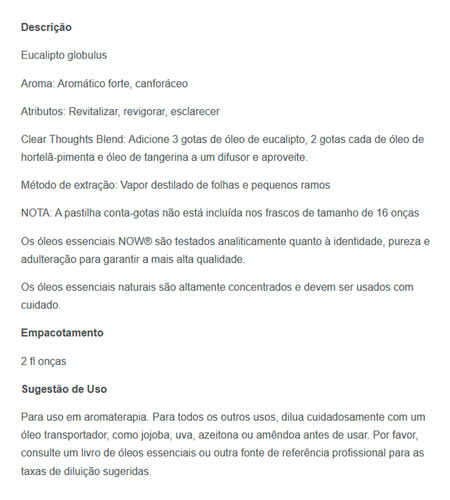 Óleo De Eucalipto Globulus Now Foods 59ml Importado - Imagem 4