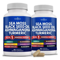 New Age Silica Sea Moss 3000mg Óleo De Semente Preta 2000mg