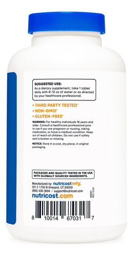 Suplemento Nutricost L-arginina 1000 Mg Comprimidos (150 Com - Imagem 5