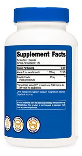 Vitamina C Nutricost 1000 Mg 120 Cápsulas - Imagem 4
