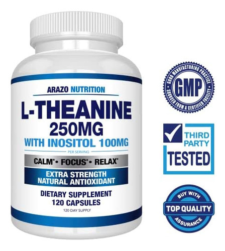 L-teanina 250mg (forte Extra) Com Inositol 100mg, 120 Cápsul - Imagem 2