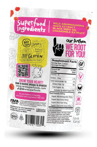 Rara Superfoods Rest Usda Organic Gummies Suplemento Natural - Imagem 4