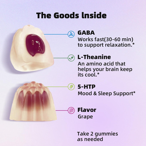 Healoading Gaba Gummies 800 Mg Suplementos Gaba Com L-teanin - Imagem 3