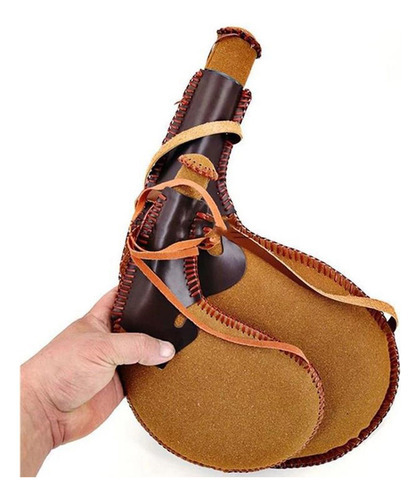 Bota Saco Garrafa Bolsa Compacto Leve Odres De 45cm Marrom - Imagem 5