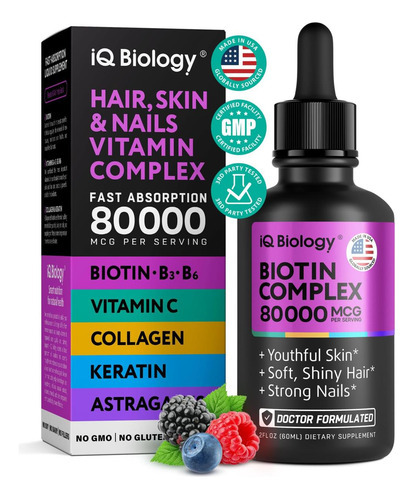 Gotas De Biotina Líquida 5000mcg ' 80.000mcg Complexo De Vit