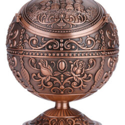 Cinzeiro Redondo Metal Vintage Bronze Vermelho