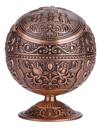Cinzeiro Redondo Metal Vintage Bronze Vermelho