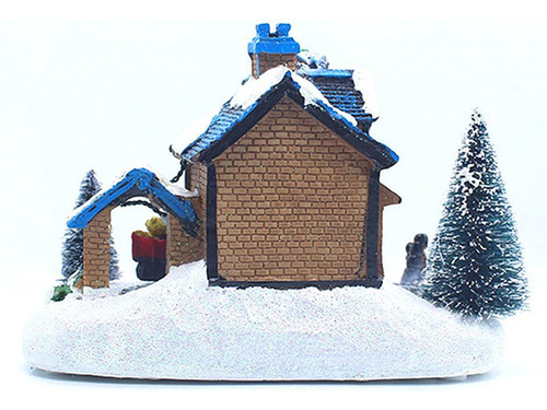 Casa De Natal Aldeia Artesanato Acendem Led Neve Miniatura - Imagem 7