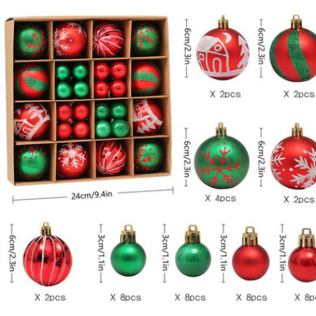 44 Bolas Penduradas Coloridas Para Árvore De Natal, Suprimen - Imagem 3