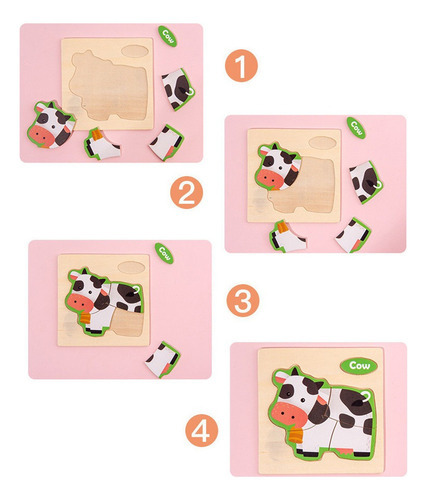 12pcs Montessori Wooden Puzzle Brinquedos De Bebê - Imagem 5
