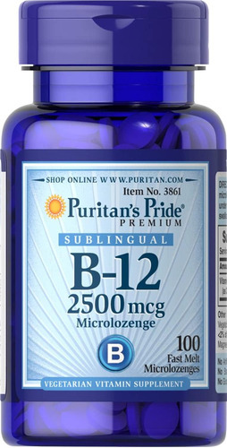 Vitamina B-12 Marca Puritans Pride, 5000 Mcg, 100 Pastilhas