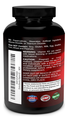 Suplemente A Vitamina K2 Da Divine Bounty (mk7 E Mk4) Com D3 - Imagem 3