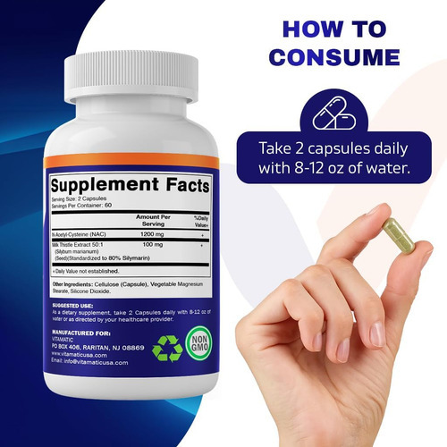 Suplemento Vitamatic Nac N-acetil-l-cisteína (nac) Com Extra - Imagem 5