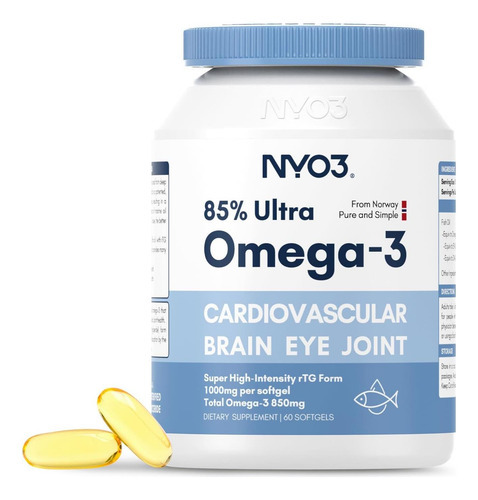 Nyo3 Omega 3 Suplemento De Óleo De Peixe 1000mg, 85% Reester