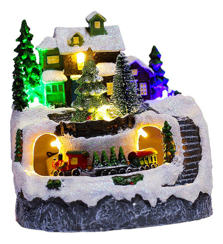 Natal Aldeia Casa Neve Árvore Cena Caixa De Música - Imagem 5