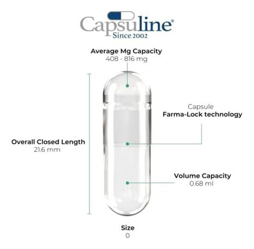 Tamanho Capsuline 0 - Cápsulas Vegan Vazias Transparentes - - Imagem 2