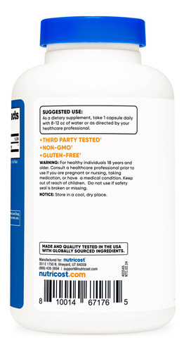 Suplemento Nutricost Inositol 500 Mg 240 Cápsulas Veggie - Imagem 4
