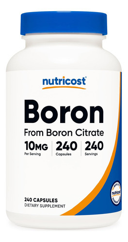 Cápsulas De Boro Nutricost 10mg, 240 Cápsulas Vegetarianas,